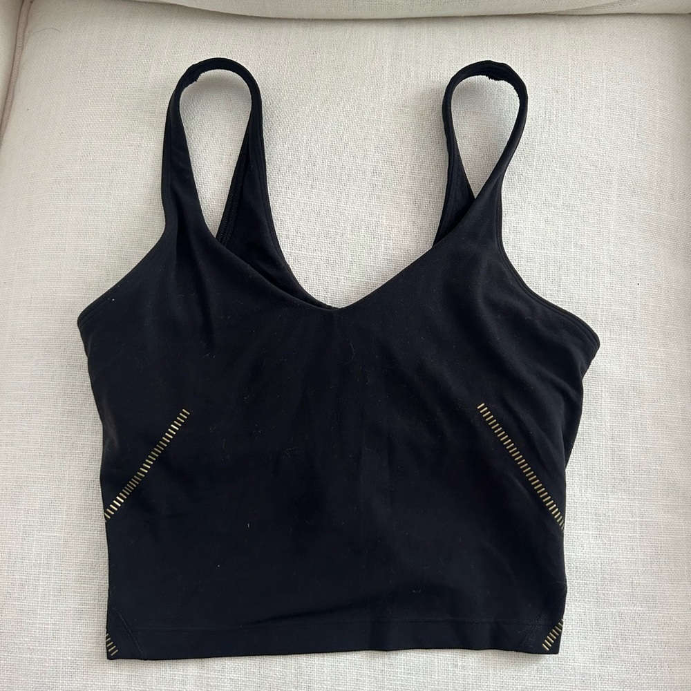 Lululemon black align top with gold detail